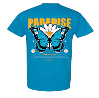 ANOTHER DAY IN PARADISE BUTTERFLY BLUE TEE